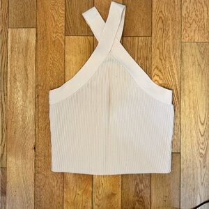 Forever 21 Cream Ribbed Crop Tank Top